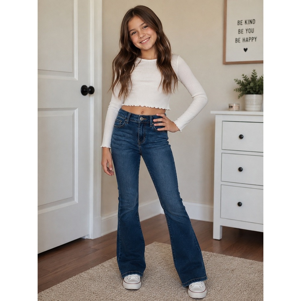 Levi's Flare Denim Jeans Kids Size 10 Blue NEW Regular Rise Adjustable Waist